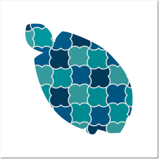 Turtle Silhouette with Pattern Posters and Art